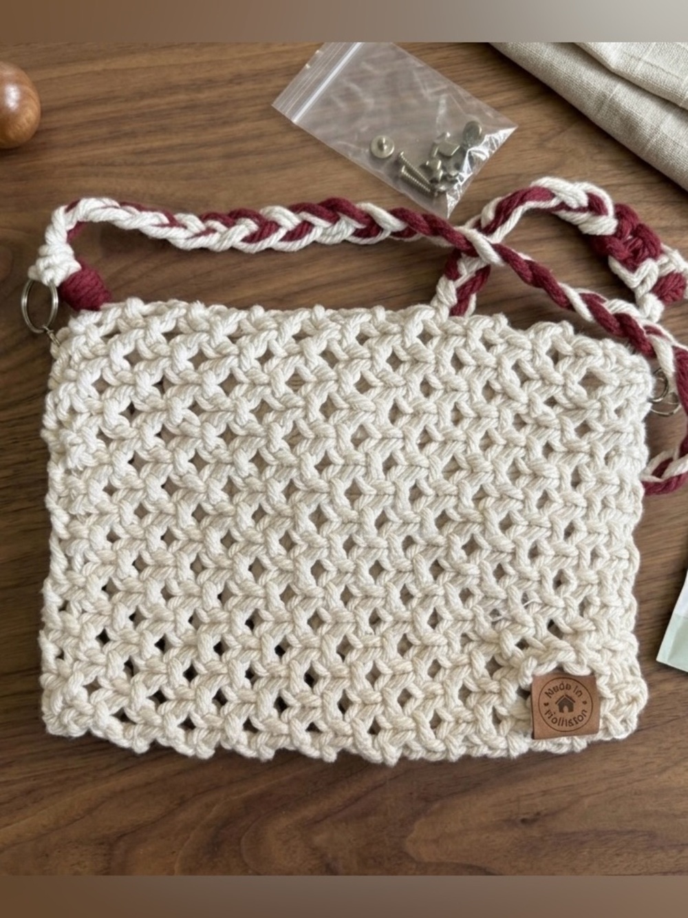 Handmade Boho Macramé Envelope Crossbody w/detachable Straps for Clutch w/Tassel - Picture 4 of 8